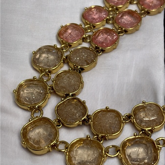 Talbots Gold Tone Pink Crackle Necklace 19” + 3” - Picture 7 of 8